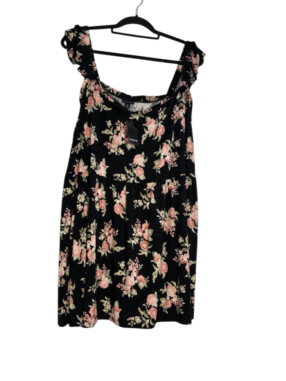 Torrid Black Floral ruffle sleeve tank top size 5X New